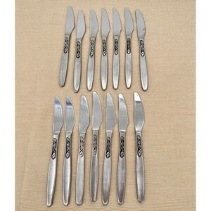 Amefa Holland Stainless Silverware TULIP TIME Dinner Knives Lot (14) MCM Vintage